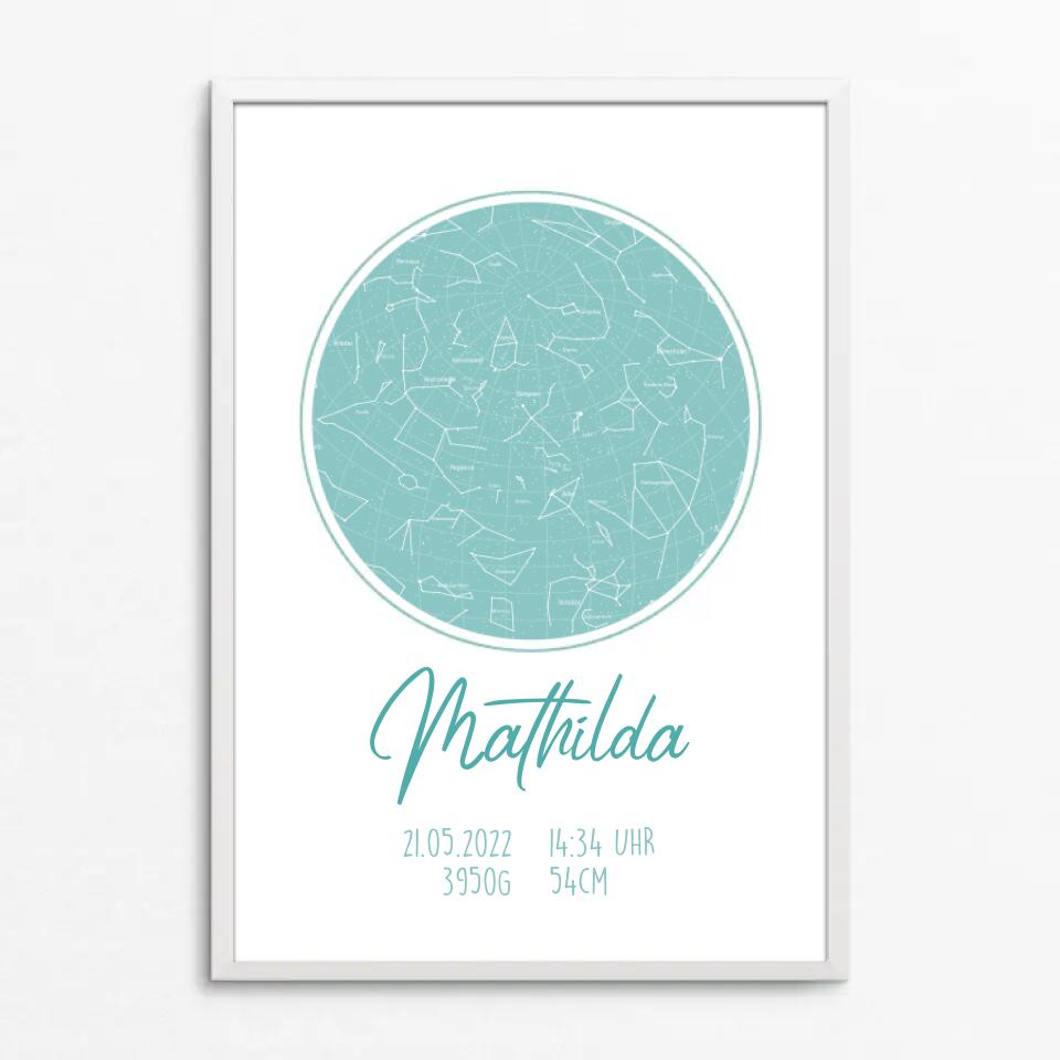 Sternenhimmel Geburt - Poster mit persönlicher Sternenkarte