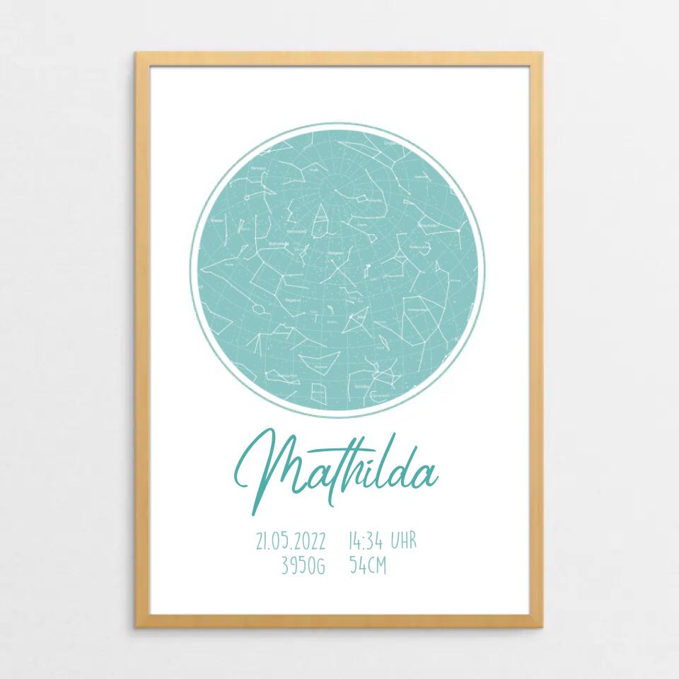 Sternenhimmel Geburt - Poster mit persönlicher Sternenkarte